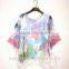 2015 latest lace with digital print design sweater