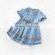 F10023A New Style Short Sleeve Embroidery Denim Dress Girls Summer Dress