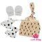 Cute Baby 3pcs Printed Dots Hat Grey Gloves Big Dots Newborn Fabrice Shoes