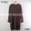 Hot sale fashion women autumn brown v-neck 3/4 long sleeve cardigan sweater
