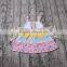 Yawoo wholesale designs quatrefoil flutter sleeve patchwork dress cotton frocks for teenage girls