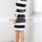 New Arrival Black Stripe Long Sleeve Woman Crop Top and Skirt Set