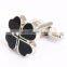 Lucky Four Leaf Clovers Black Silver Shirt Cufflinks