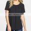 CHEFON Short sleeve pleat front ladies cute chiffon blouses designs 2016
