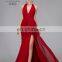 Split Front Halter Floor Length Burgundy Evening Dress HMY-D009 Real Model Hot Sale