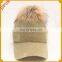 Fashionable bling bling gold with real raccoon fur ball baseball hat