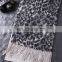 Factory Wholesale 2017 Latest Design Women Leopard Printing 100% Wool Scarf Autumn Winter Lady Fashion Long Tassel Wool Shawl