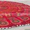 Indian Red Roundie Mandala Tapestry throw Ethnic Bohemian 72" Round Mandala Wall Hanging With pom Pom Lace