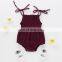 2020 spring and autumn new baby explosion cotton and linen solid color baby cute solid color sling triangle romper