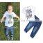 Baby Boy Clothing set  Letter print short sleeve tops +  denim pants Children boy Summer Autumn outfit