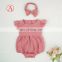 100% cotton Cute Baby Clothes Jumpsuits Plain Baby Romper Newborn Baby Clothes With Headband set