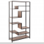 61.8 in. Light Brown/Black Metal 5-shelf Etagere Bookcase with Open Back