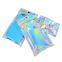 Custom Printed Beauty Hologram Mylar Zip Lock Pouch Clear Holographic Makeup Plastic Packing Bags With Transparent Window