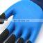 Fully and palm double dipped polyester liner blue latex foam finished gloves