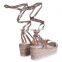 Ladies fancy unique gold color design lace up glitter flat form sandals shoes