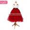 Red color tulle fabric lovely girl christmas dress