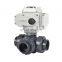 COVNA 3 Way T Port PVC Electric Actuator Ball Valve Plastic Electric Ball Valve