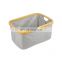 Modern Foldable Bamboo Canvas Hamper Single Laundry Basket