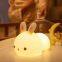Rabbit LED Night Lights Touch Sensor Remote Control RGB Dimming USB Rechargeable Silicone Bunny Lamp for Children Girls Gift