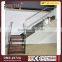 wooden steps and glass iron handrail for double steel plates stair
