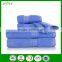 3pcs solid color dobby border 100% cotton bath towel set blue