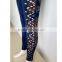 Fashion Printed Denim Cotton Fabric Jegins Slimming Tight Ladies Mesh Jeans Leggings