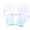 ESD PU Finger Coated Knitted Work Nylon Gloves