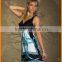 quick to sell through burst paragraph 2016 new sey deep V waist belt vest Printed Dress summer