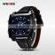 New Products 2014 WEIDE Male Clock Fashion Vogue Watch Leather Strap Watches Alarm LED Watch Waterproof Relogio Masculino WH2308
