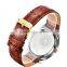WEIDE 3 Atm Water Resistant Stainless Steel Watches Leather Wrist Straps Gold Men Watch