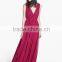 2015 hot selling Chiffon v-neck maxi woman Dress with cut out at back