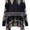 Vogue Korean Geometric Print Open Front Cardigan