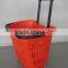 RH-BPR45-1 45L plastic shopping basket with wheels Rolling Basket With Wheels