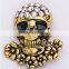 46*39mm Punk Style Skeleton Brooches Halloween Vintage Brooches Women Jewelry Silver Gold Men Pins