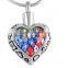 SRP8367 Fashion Jewelry 2015 Multi-Color Murano Glass Heart Shape 316L Stainless Steel Cremation Urn Pendant