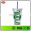 Eco Customized 16 ounce Double wall reusable tumbler plastic with straw