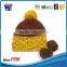 2016 new design Knit pattern ear flaps knitting hat with pom pom