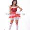 strapless spandex cheap Chrismas santa claus costume for girls with hat
