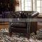 Traditional American Replica Chesterfield Genuine Leather Sofa With Cushion