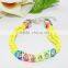 Clear Crystal Chain on Woven Leather Friendship Bracelet Rhinestone Chain Hand Woven in Silk Cord Boho Chic Trendy Bracelet