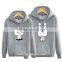 Boys member cute cartoon images printed korean style lovers fleece hoodies black white red hoodie plus size