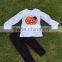 Boys Long Sleeves Halloween Pumpkin Print Pant Kids Boutique Outfits Kids Suit With Matching Necklace and Headband