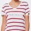 Fashion bulk blank striped t shirts women v-neck t-shirts