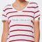 Fashion Bulk Blank Striped t Shirts Women V-neck T-shirts