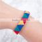 Fabric Boho Chic Bracelets Multicolor Cord Triangle Pattern Elastic 16.5cm long