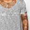 Cotton Heather Grey O Neck Short Sleeve Custom Mens T Shirt Fitness