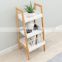 Bamboo Ladder Shelf 3-Tier Bamboo  Bookshelf Storage Rack Book Ladder Shelf for Living Room, Kitchen, Bathroom
