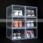 Wholesale Drop Front Magnetic Door Custom Logo Clear PP Plastic Stackable Transparent Plastic Shoe Storage Sneaker Box