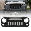 Front Matte Black Shark Nose Ghost Grille Grill with Mesh for 2007-2017 Jeep Wrangler JK Rubicon Sahara