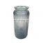 New Design Wholesale Stripe Modern Wedding Creative Big Round Clear Grey Flower Glass Vase Home Decor Decorative For Tabletop